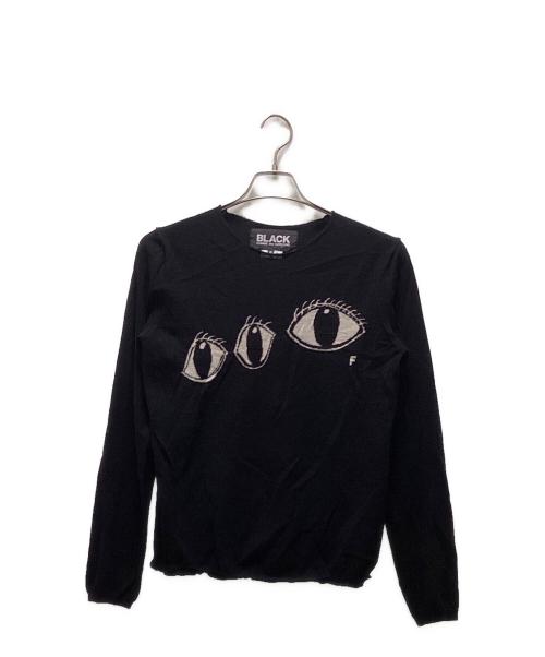 BLACK COMME des GARCONS（ブラックコムデギャルソン）BLACK COMME des GARCONS (ブラックコムデギャルソン) フロントデザインニット ブラック サイズ:Sの古着・服飾アイテム