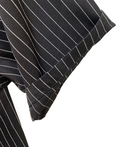 FAT（エフエーティー）FAT (エフエーティー) ストライプオープンカラーシャツ ブラック×ホワイト サイズ:TITICHの古着・服飾アイテム