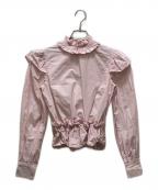 GANNIガニー）の古着「コットンポプリン フリルデザインブラウス」｜ピンク