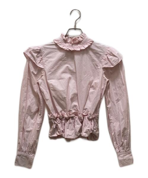 GANNI（ガニー）Ganni (ガニー) コットンポプリン フリルデザインブラウス ピンク サイズ:34の古着・服飾アイテム