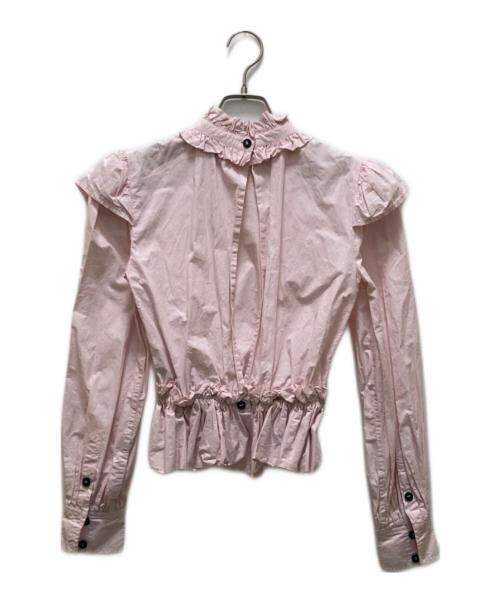 GANNI（ガニー）Ganni (ガニー) コットンポプリン フリルデザインブラウス ピンク サイズ:34の古着・服飾アイテム