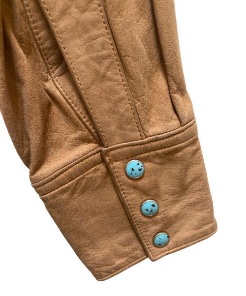 INDIAN MOTORCYCLE（インディアンモーターサイクル）INDIAN MOTORCYCLE (インディアンモーターサイクル) レザーウエスタンシャツ ブラウン サイズ:36の古着・服飾アイテム