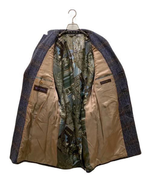 ETRO（エトロ）ETRO (エトロ) チェックチェスターコート ネイビー サイズ:48の古着・服飾アイテム