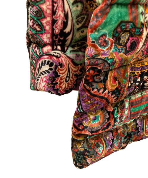 ETRO（エトロ）ETRO (エトロ) 総柄ベロアスタンドカラーダウンジャケット ブラック サイズ:40の古着・服飾アイテム