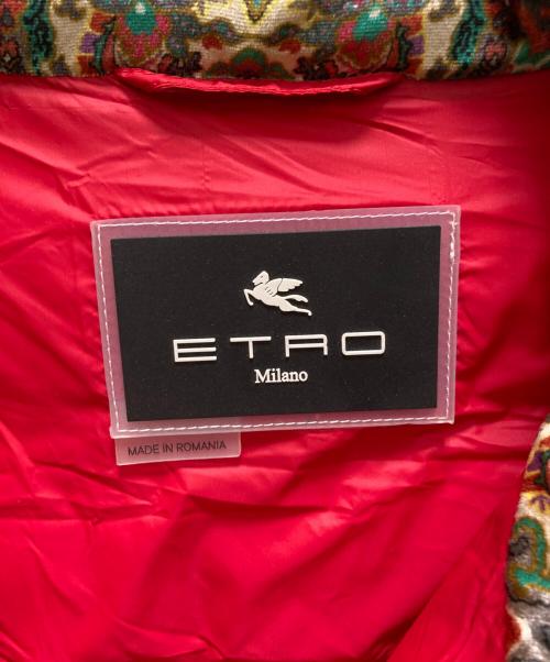 ETRO（エトロ）ETRO (エトロ) 総柄ベロアスタンドカラーダウンジャケット ブラック サイズ:40の古着・服飾アイテム