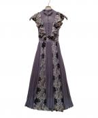 FRAY IDフレイ アイディー）の古着「エンブロイダリープリーツドレス」｜パープル