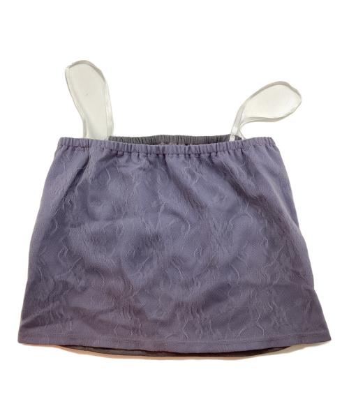 FRAY ID（フレイ アイディー）FRAY ID (フレイ アイディー) エンブロイダリープリーツドレス パープルの古着・服飾アイテム