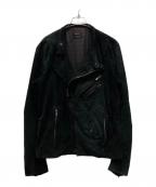 DIESEL Black Goldディーゼル ブラック ゴールド）の古着「スウェードダブルライダースジャケット」｜グリーン