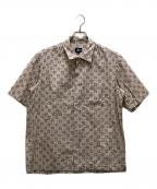 stussyステューシー）の古着「90s 総柄オープンカラーシャツ」｜ベージュ