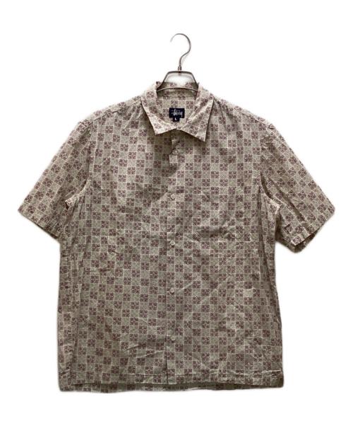 stussy（ステューシー）stussy (ステューシー) 90s 総柄オープンカラーシャツ ベージュ サイズ:Lの古着・服飾アイテム