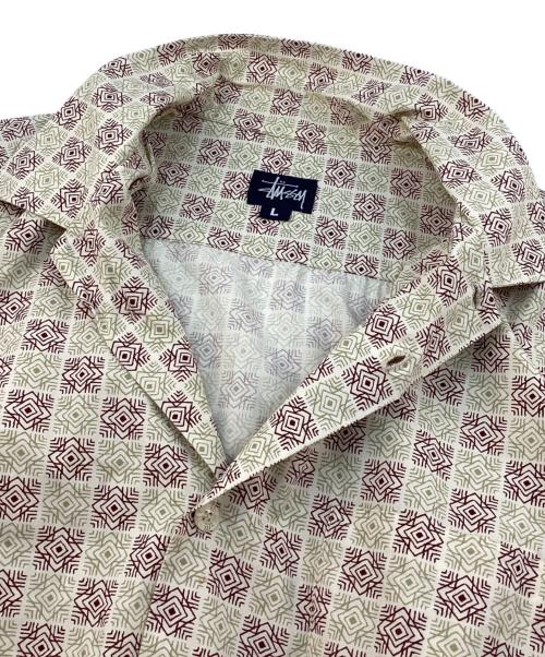 stussy（ステューシー）stussy (ステューシー) 90s 総柄オープンカラーシャツ ベージュ サイズ:Lの古着・服飾アイテム