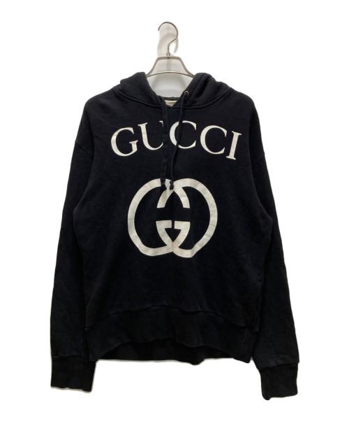 GUCCI（グッチ）GUCCI (グッチ) インターロッキングG フーデッドスウェットシャツ ブラック サイズ:Sの古着・服飾アイテム