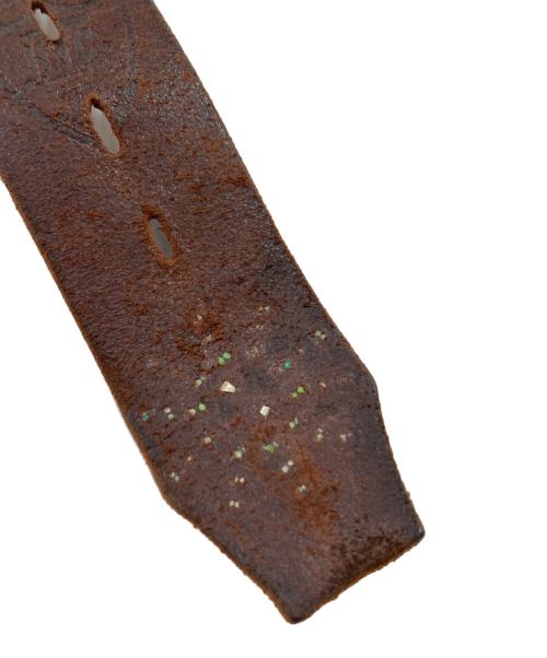 htc（エイチティーシー）htc (エイチティーシー) パイソン切替 ピーナッツスタッズ ラインストーン レザーベルト ブラックの古着・服飾アイテム