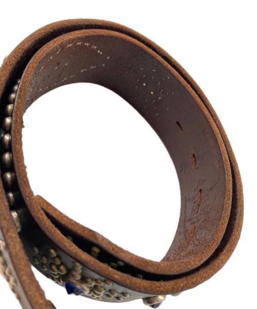 htc（エイチティーシー）htc (エイチティーシー) パイソン切替 ピーナッツスタッズ ラインストーン レザーベルト ブラックの古着・服飾アイテム