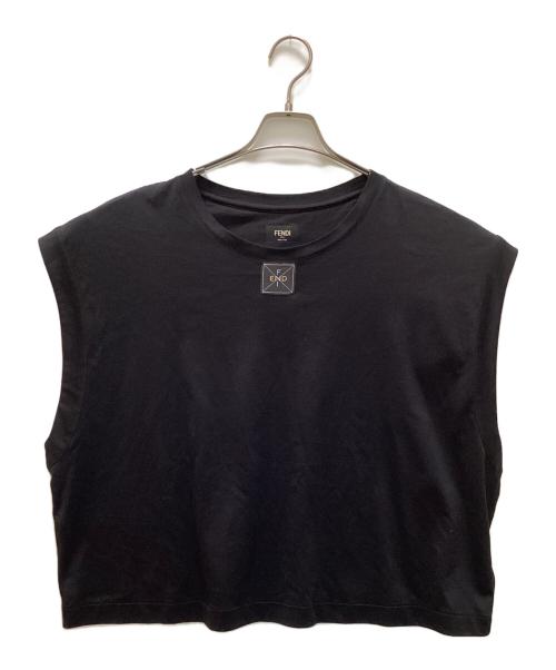 FENDI（フェンディ）FENDI (フェンディ) ロゴパッチノースリーブカットソー ブラック サイズ:XLの古着・服飾アイテム