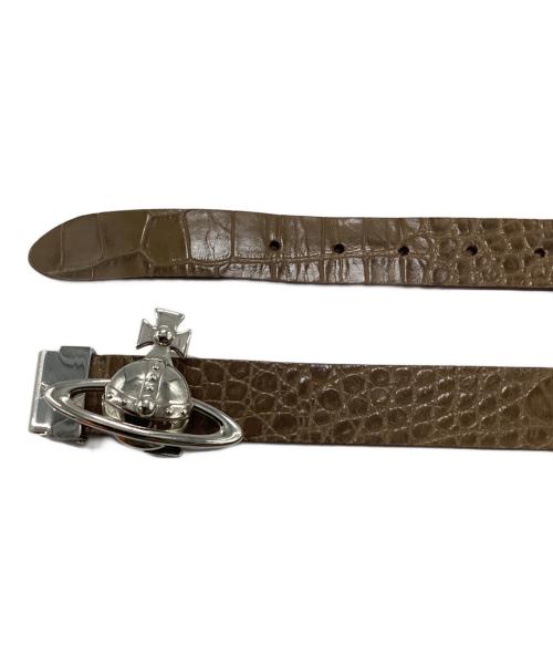 Vivienne Westwood（ヴィヴィアンウエストウッド）Vivienne Westwood (ヴィヴィアンウエストウッド) オーブバックル型押しレザーベルト ブラウンの古着・服飾アイテム