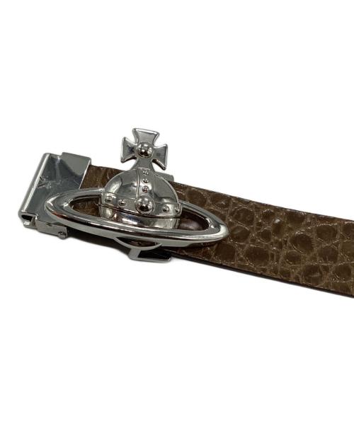 Vivienne Westwood（ヴィヴィアンウエストウッド）Vivienne Westwood (ヴィヴィアンウエストウッド) オーブバックル型押しレザーベルト ブラウンの古着・服飾アイテム