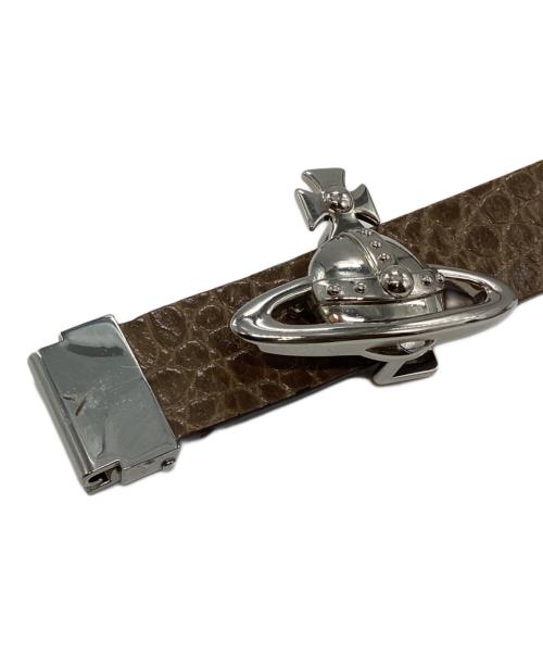 Vivienne Westwood（ヴィヴィアンウエストウッド）Vivienne Westwood (ヴィヴィアンウエストウッド) オーブバックル型押しレザーベルト ブラウンの古着・服飾アイテム