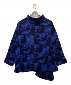 慈雨ジウ）の古着「アシンメトリーカットソー」｜ブルー×ネイビー