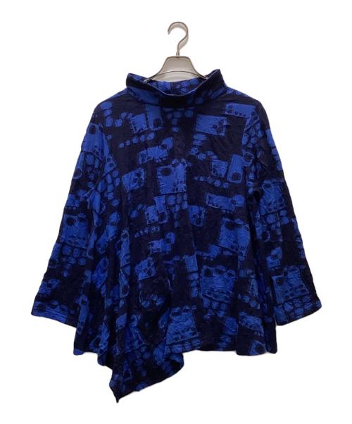 慈雨（ジウ）慈雨 (ジウ) アシンメトリーカットソー ブルー×ネイビー サイズ:40の古着・服飾アイテム