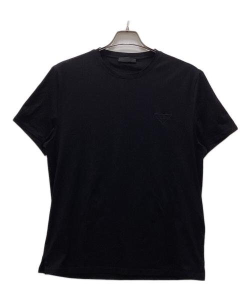 PRADA（プラダ）PRADA (プラダ) トライアングルロゴ刺繍Tシャツ ブラック サイズ:Lの古着・服飾アイテム