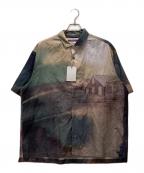 WHITE MOUNTAINEERINGホワイトマウンテ二アニング）の古着「フォトプリントオープンカラーシャツ」｜グレー×ベージュ