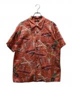 Sun Surfサンサーフ）の古着「“HAWAII CALLS” 抜染プリントアロハシャツ」｜オレンジ