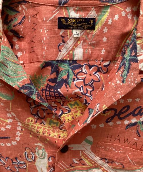 Sun Surf（サンサーフ）Sun Surf (サンサーフ) “HAWAII CALLS” 抜染プリントアロハシャツ オレンジ サイズ:Lの古着・服飾アイテム