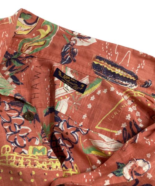 Sun Surf（サンサーフ）Sun Surf (サンサーフ) “HAWAII CALLS” 抜染プリントアロハシャツ オレンジ サイズ:Lの古着・服飾アイテム