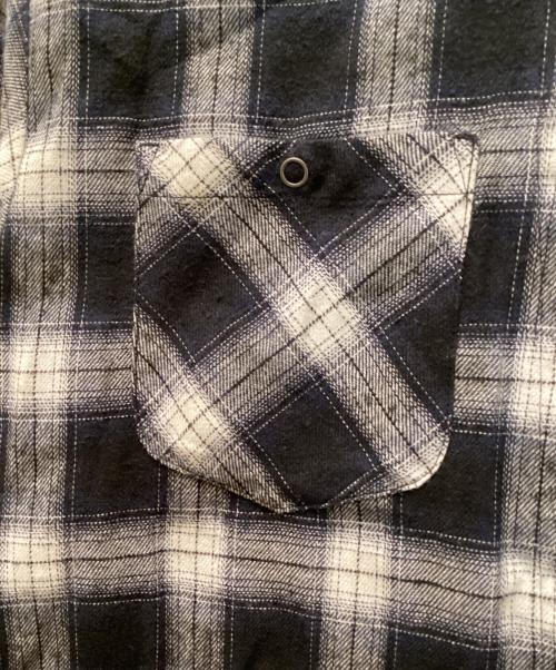 Schott（ショット）Schott (ショット) ロゴ刺繍チェックオープンカラーシャツ ネイビー×ホワイト サイズ:Lの古着・服飾アイテム