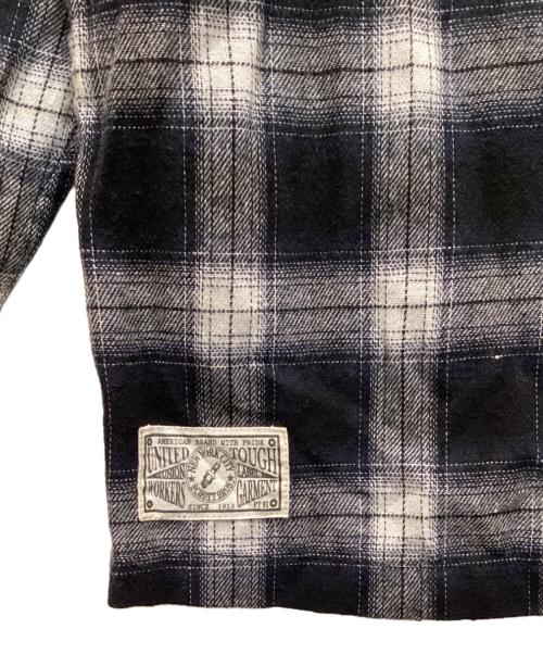 Schott（ショット）Schott (ショット) ロゴ刺繍チェックオープンカラーシャツ ネイビー×ホワイト サイズ:Lの古着・服飾アイテム