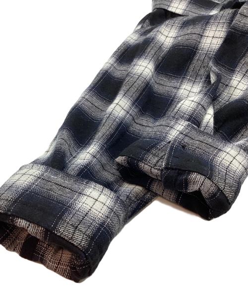 Schott（ショット）Schott (ショット) ロゴ刺繍チェックオープンカラーシャツ ネイビー×ホワイト サイズ:Lの古着・服飾アイテム