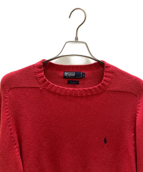 POLO RALPH LAUREN（ポロ・ラルフローレン）POLO RALPH LAUREN (ポロ・ラルフローレン) クルーネックニット レッド サイズ:Lの古着・服飾アイテム