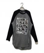 LOVE MOSCHINOラブモスキーノ）の古着「ラグランプリントカットソーワンピース」｜グレー×ブラック