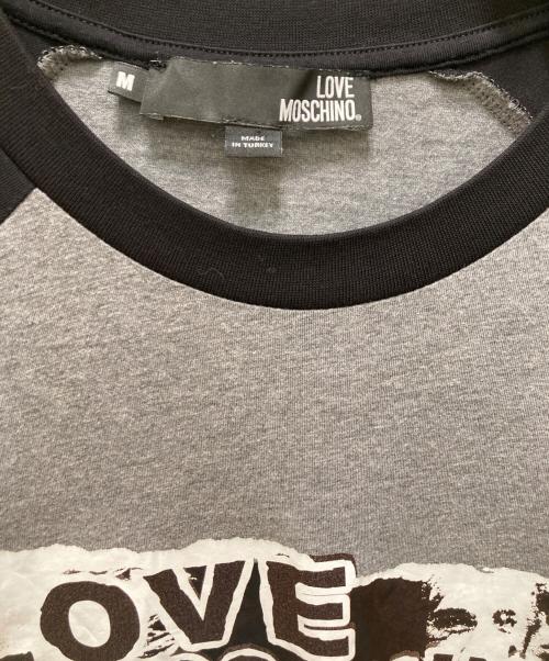 LOVE MOSCHINO（ラブモスキーノ）LOVE MOSCHINO (ラブモスキーノ) ラグランプリントカットソーワンピース グレー×ブラック サイズ:Mの古着・服飾アイテム