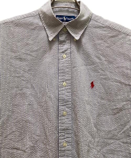 POLO RALPH LAUREN（ポロ・ラルフローレン）POLO RALPH LAUREN (ポロ・ラルフローレン) 半袖シアサッカーストライプシャツ ブルー サイズ:Mの古着・服飾アイテム