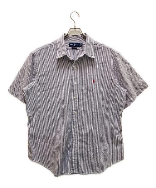POLO RALPH LAUREN（ポロ・ラルフローレン）POLO RALPH LAUREN (ポロ・ラルフローレン) 半袖シアサッカーストライプシャツ ブルー サイズ:XLの古着・服飾アイテム