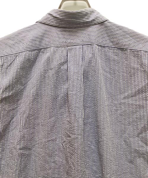 POLO RALPH LAUREN（ポロ・ラルフローレン）POLO RALPH LAUREN (ポロ・ラルフローレン) 半袖シアサッカーストライプシャツ ブルー サイズ:XLの古着・服飾アイテム