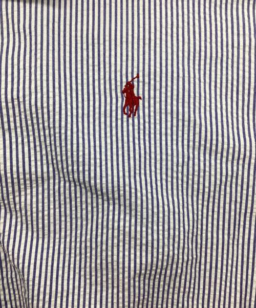 POLO RALPH LAUREN（ポロ・ラルフローレン）POLO RALPH LAUREN (ポロ・ラルフローレン) 半袖シアサッカーストライプシャツ ブルー サイズ:XLの古着・服飾アイテム