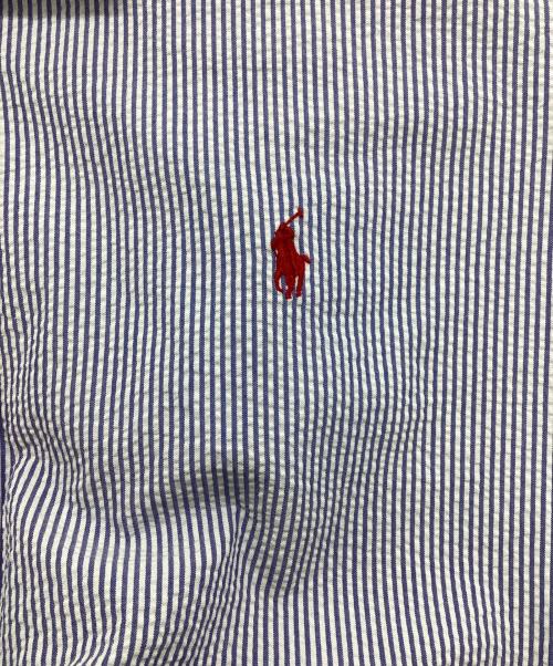 POLO RALPH LAUREN（ポロ・ラルフローレン）POLO RALPH LAUREN (ポロ・ラルフローレン) シアサッカー半袖ストライプシャツ ブルー サイズ:XXLの古着・服飾アイテム