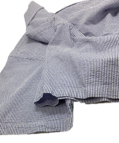 POLO RALPH LAUREN（ポロ・ラルフローレン）POLO RALPH LAUREN (ポロ・ラルフローレン) シアサッカー半袖ストライプシャツ ブルー サイズ:XXLの古着・服飾アイテム