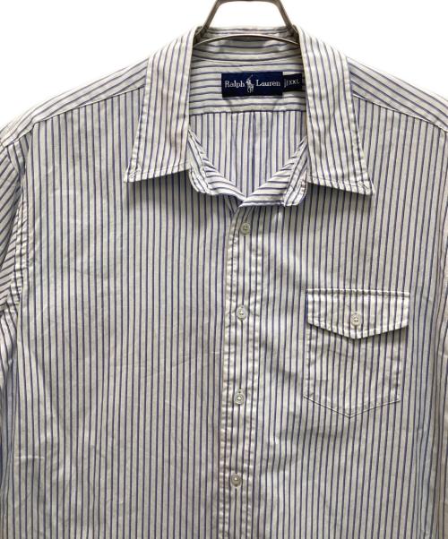 POLO RALPH LAUREN（ポロ・ラルフローレン）POLO RALPH LAUREN (ポロ・ラルフローレン) 半袖ストライプシャツ ブルー サイズ:XXLの古着・服飾アイテム