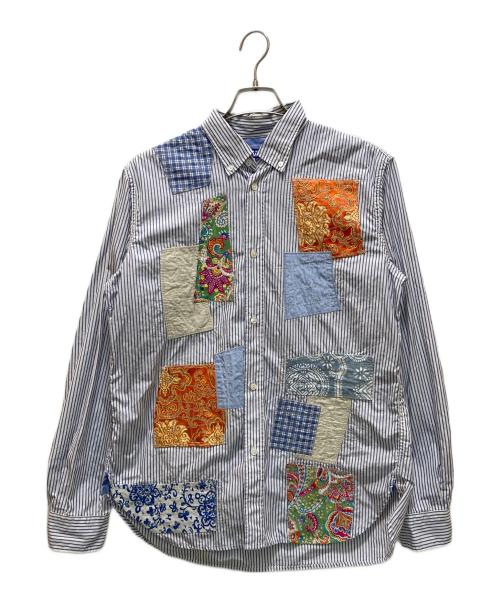 COMME des GARCONS JUNYA WATANABE MAN（コム デ ギャルソン ジュンヤ ワタナベ マン）COMME des GARCONS JUNYA WATANABE MAN (コム デ ギャルソン ジュンヤ ワタナベ マン) パッチワークストライプボタンダウンシャツ ホワイト×ブルー サイズ:Mの古着・服飾アイテム