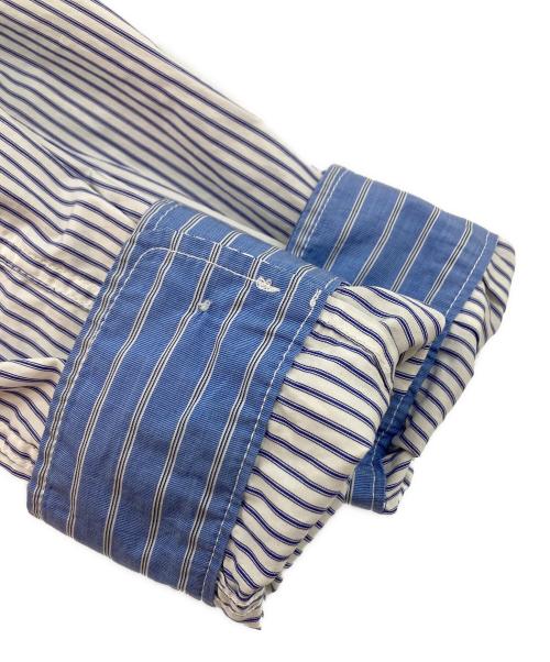 COMME des GARCONS JUNYA WATANABE MAN（コム デ ギャルソン ジュンヤ ワタナベ マン）COMME des GARCONS JUNYA WATANABE MAN (コム デ ギャルソン ジュンヤ ワタナベ マン) パッチワークストライプボタンダウンシャツ ホワイト×ブルー サイズ:Mの古着・服飾アイテム