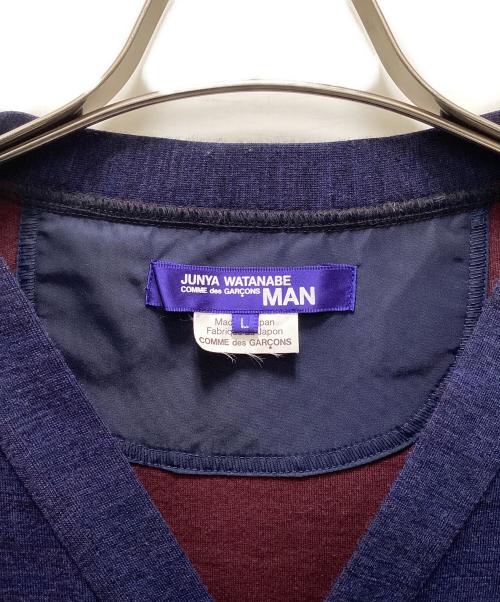 JUNYA WATANABE COMME des GARCONS（ジュンヤワタナベ コムデギャルソン）JUNYA WATANABE COMME des GARCONS ((ジュンヤワタナベ コムデギャルソン) ドッキングカーディガン ネイビー サイズ:Lの古着・服飾アイテム