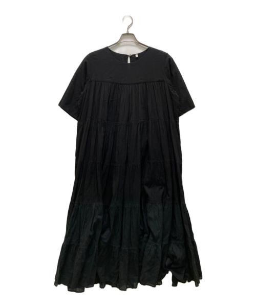 BEARDSLEY（ビアズリー）BEARDSLEY (ビアズリー) シャドーストライプティアードワンピース ブラック サイズ:FREEの古着・服飾アイテム