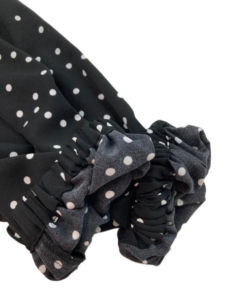 BEARDSLEY（ビアズリー）BEARDSLEY (ビアズリー) ドットギャザーブラウス ブラック×ホワイト サイズ:FREEの古着・服飾アイテム