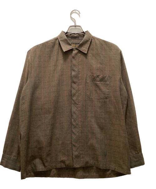 Sears（シアーズ）Sears (シアーズ) 60~70s 絣柄チェックオープンカラーシャツ ベージュ サイズ:Lの古着・服飾アイテム