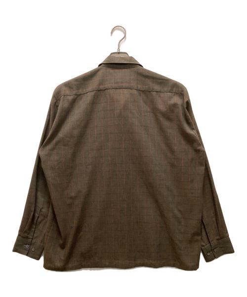Sears（シアーズ）Sears (シアーズ) 60~70s 絣柄チェックオープンカラーシャツ ベージュ サイズ:Lの古着・服飾アイテム