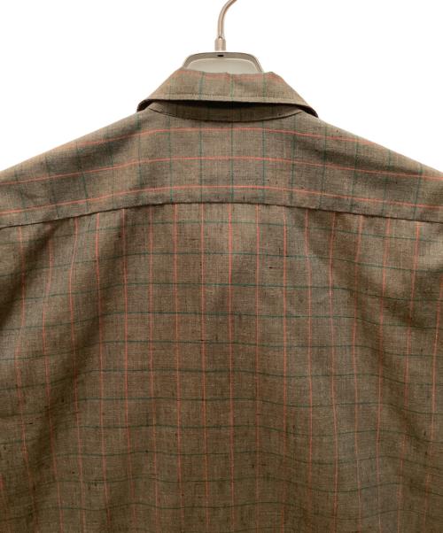 Sears（シアーズ）Sears (シアーズ) 60~70s 絣柄チェックオープンカラーシャツ ベージュ サイズ:Lの古着・服飾アイテム